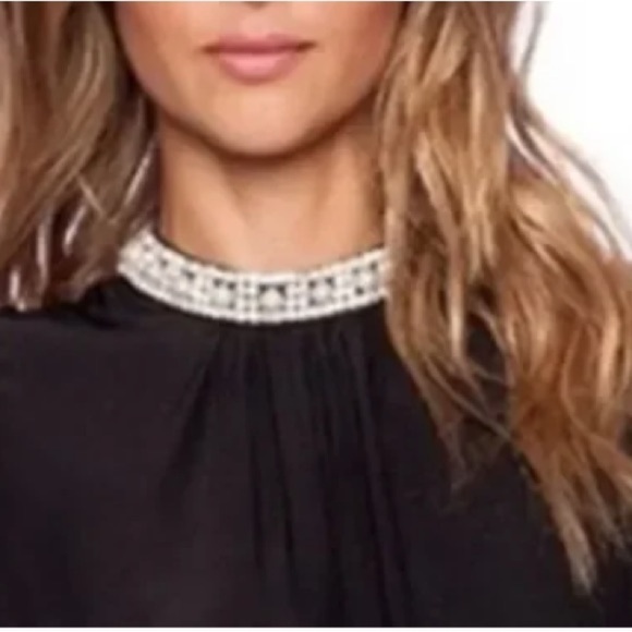 Amanda Uprichard Pearl Rhinestone Neck Silk Mini Dress XS/P – Black - Picture 7 of 16